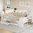 Daybed With Storage Shelves,drawers,charging Station,led Light,desk And Upholstered Headboard And Backrest-13380883