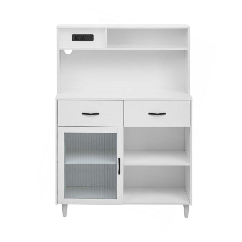 Sideboard, Can Be Used In Dining Room, Kitchen. White Solid Wood Frame