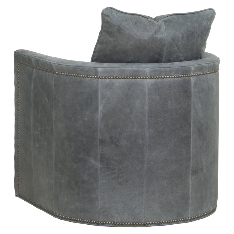 Christine Leather Swivel Armchair, Small Aged Bronze, 1111 Brown