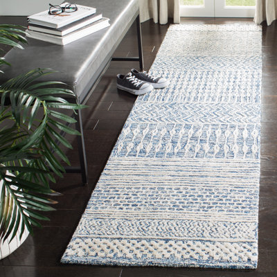 Ambr Hand Tufted Viscose/Wool Oriental Rug in Ivory/Navy