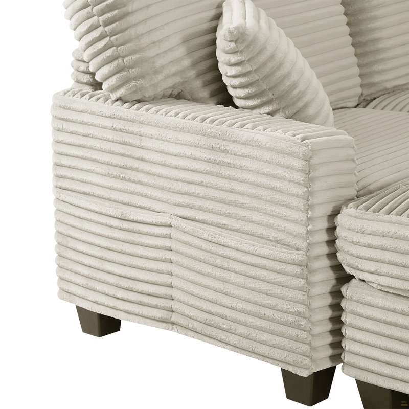 Canapé modulaire en forme de U Canapé modulaire rembourré en L de 125,2 po avec repose-pieds mobile et poches de rangement latérales