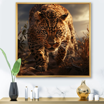 Leopard in the wild at sunset I - Leopard, reproduction d'art sur toile encadrée