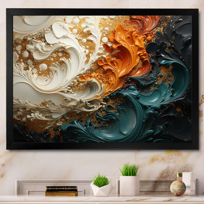 Orange et vagues ondulées oranges et mélodie IV - art mural abstrait