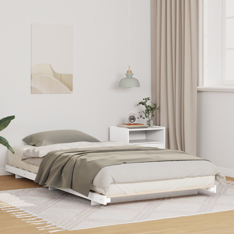 Floor Bed Frame 80 X 210 Cm Solid Pine Wood, White
