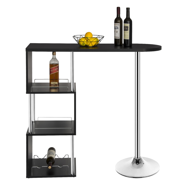 Bar Table Bar Table Bar Table With Shelf MDF Metal, Black