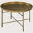 24" Round Coffee Table with Hammered Tray Top, Vintage Metal Center Table-2092813131