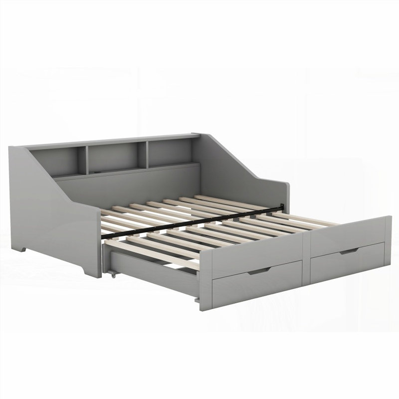 Très grand cadre de lit de jour sans sommier, robuste Conception de charge durable, Gris