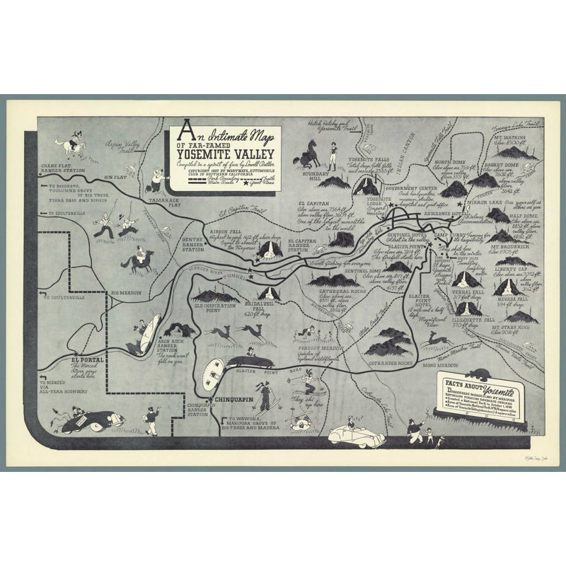 «Hannahmae Yosemite Valley Map», reproduction sur toile tendue, H 32 po x l 48 po