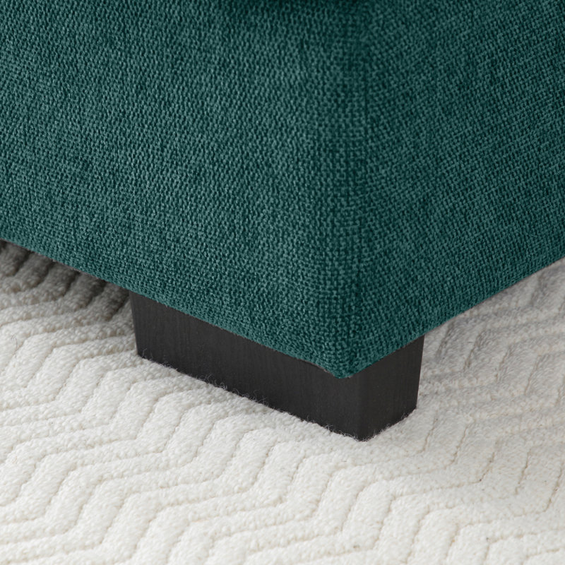 Akeyra Upholstered U Shaped Sectional Sofa with Console, Teal Linen