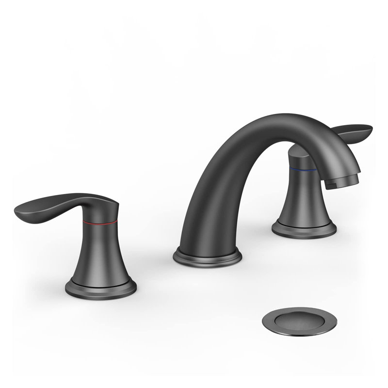 Robinet de lavabo de salle de bain 3 trous avec bonde escamotable en acier inoxydable et tuyau sans plomb cUPC, Noir mat