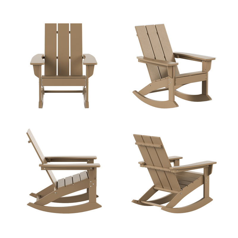 Chaise berçante d'extérieur en plastique Joubert, Bois patiné