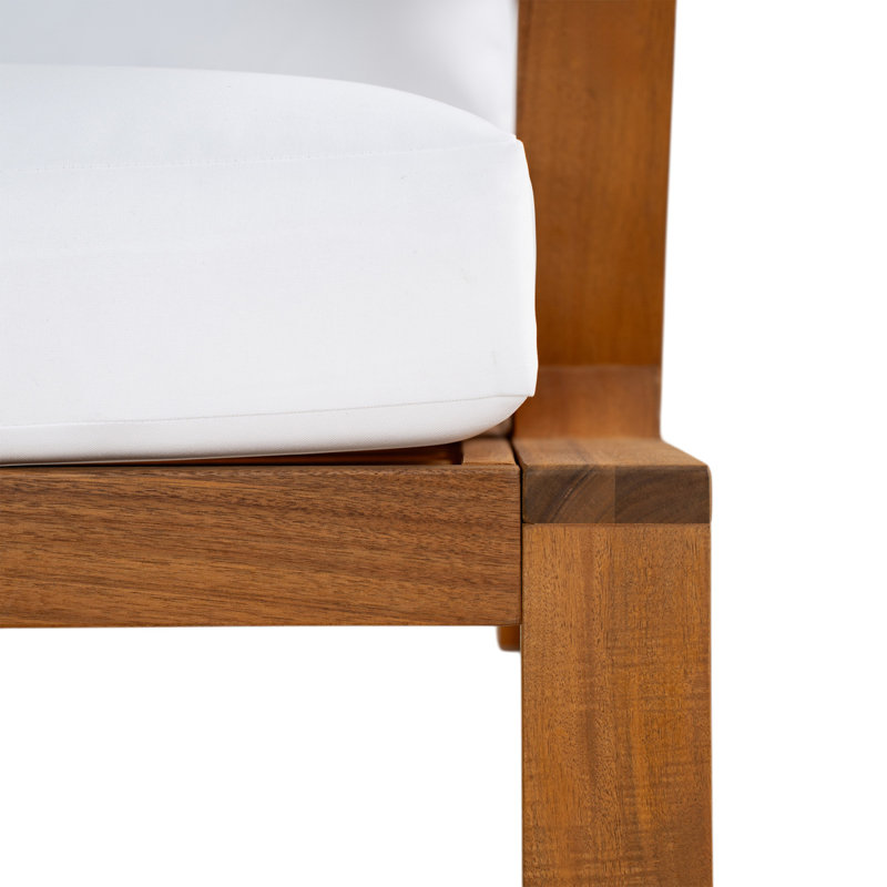 Ensemble de conversation 4 pièces pour 4 personnes avec ensemble de conversation pour 4 personnes avec coussins et table basse pour patio, jardin ou balcon, finition teck 