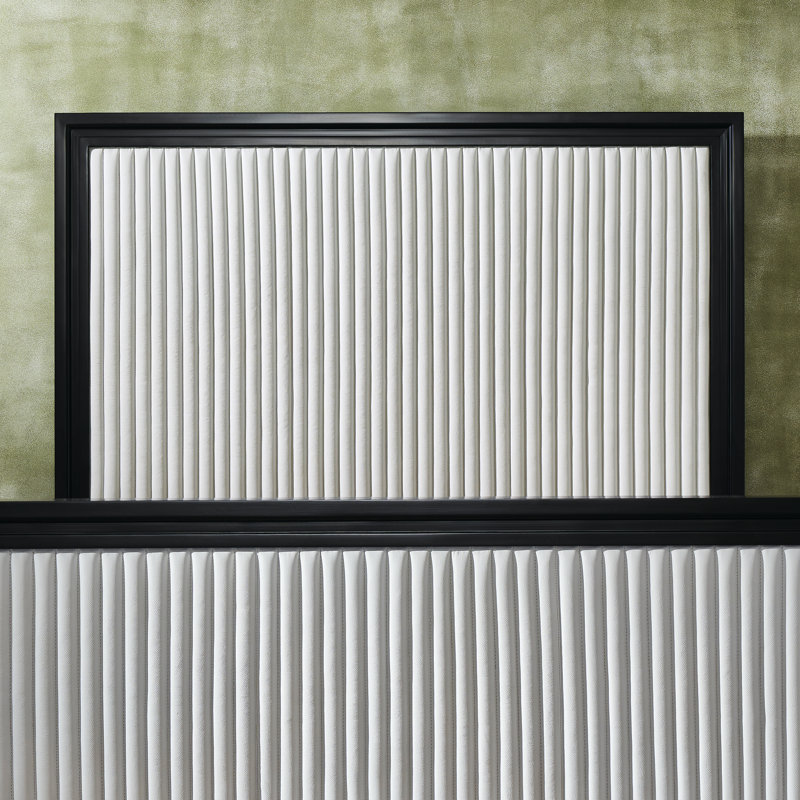 Lit en cuir Stanford, Blanc/Noir, Grand
