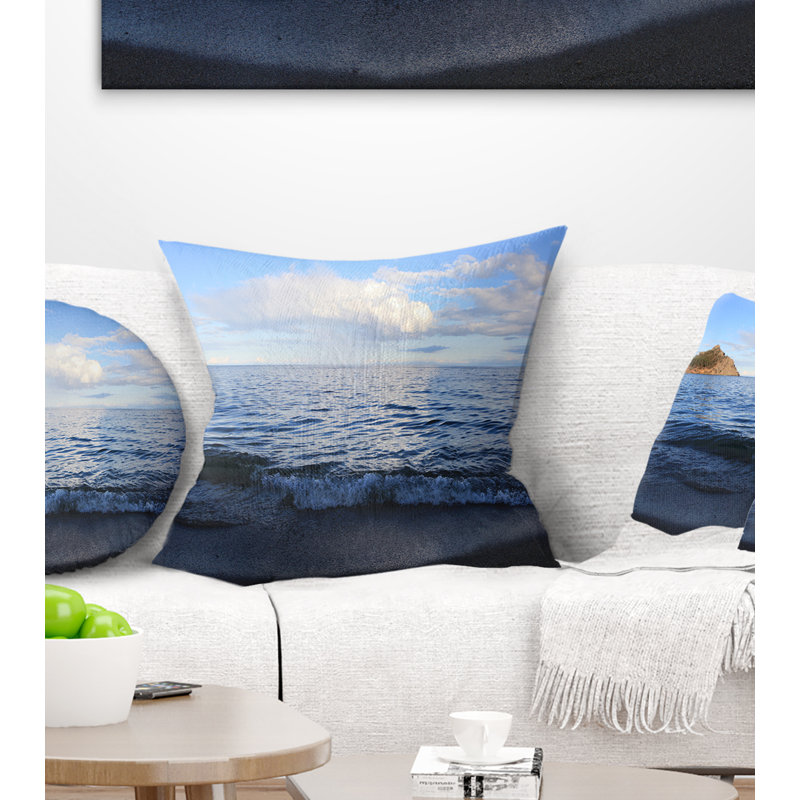 Coussin de baikal whitecaps on lake wave, 18 po x 18 po, Coussin décoratif