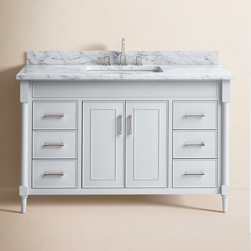 Addison 49'' Single Bathroom Vanity with Marble Top, Light Gray