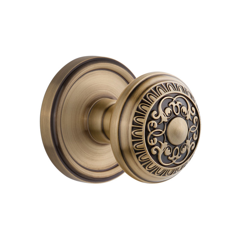 Grandeur Georgetown Rosette Double Dummy with Windsor Door Knob, Vintage Brass