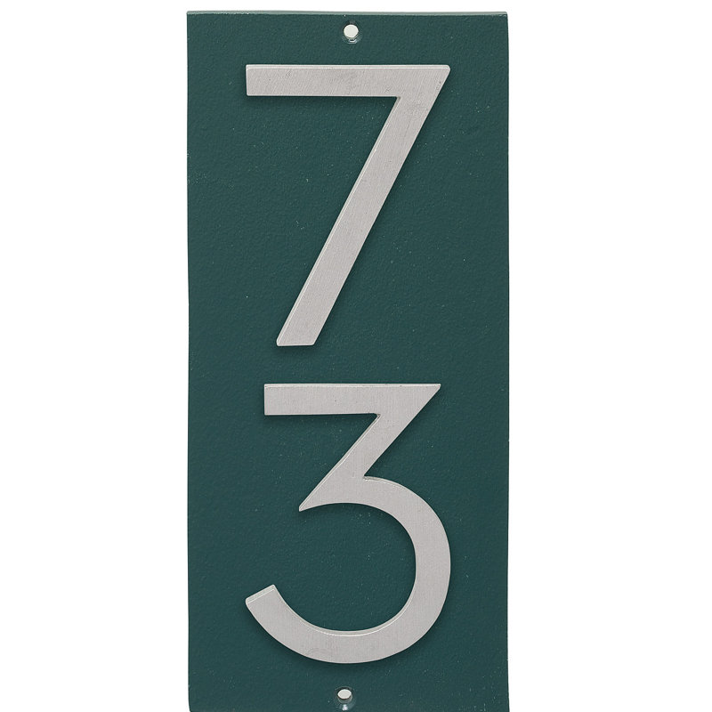 Plaque d'adresse murale flottante sur 1 ligne, Vert forêt, Aluminium brossé, Oui