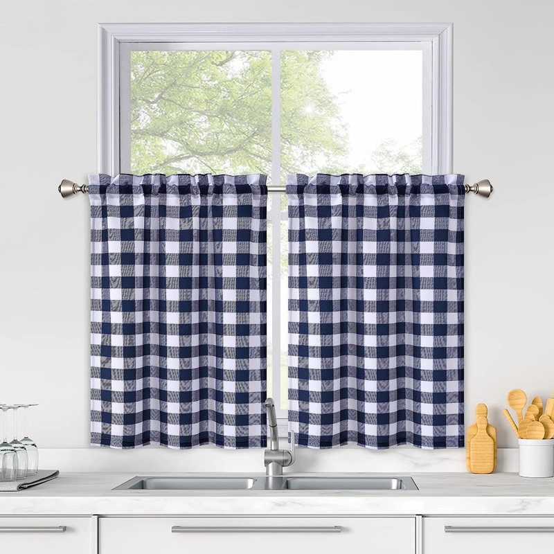 Rideau de cuisine Tomasita, Bleu marine, L 56 po x L 24 po
