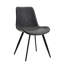 Chaises de salle à manger de conception moderne 2 pièces, similicuir gris, pieds en métal, cuir avec supports pour les jambes