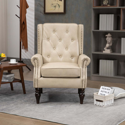 Fauteuil avec cadre en bois et méridienne