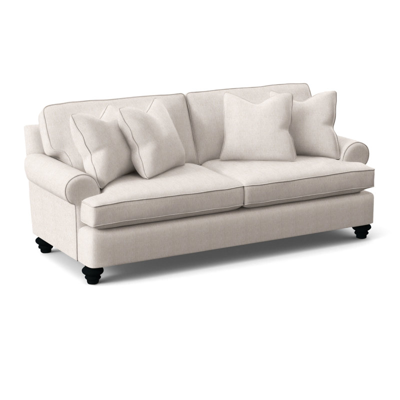 Lowell Upholstered 86'' Sofa, White Sugar Performance; 0863-91, Black Finish