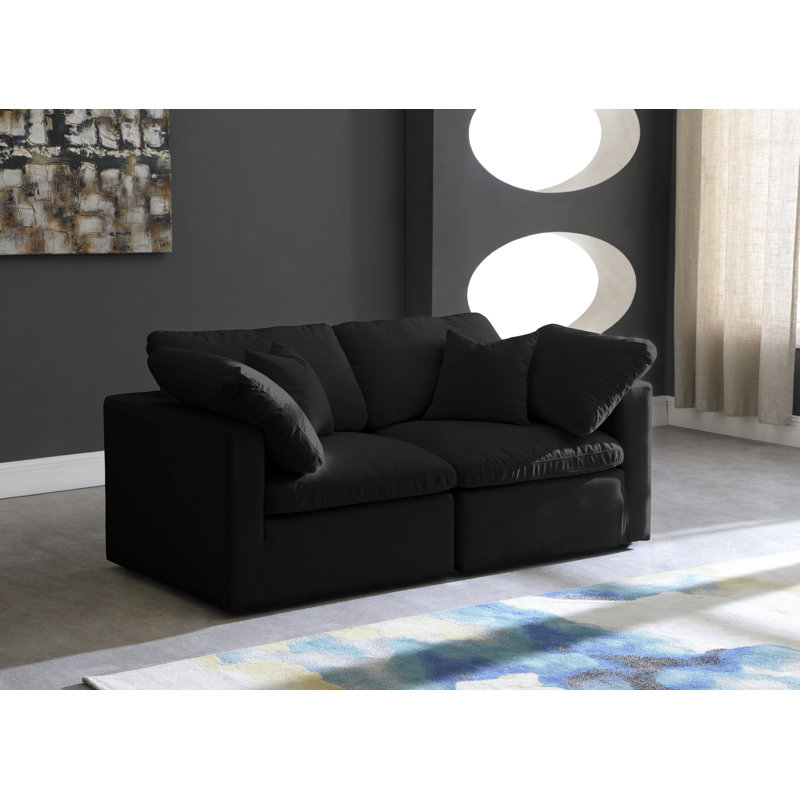Atis 70'' Velvet Loveseat, Black Velvet