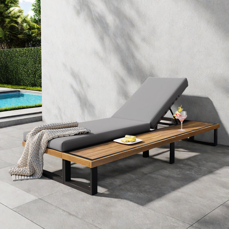 Chaise longue d'extérieur en acacia, Grey