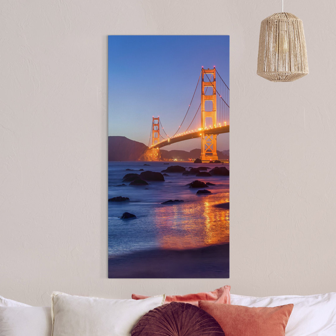 Leinwandbild Golden Gate Bridge am Abend