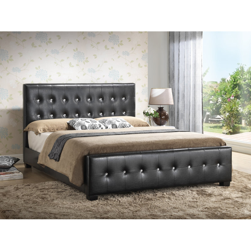 Max Vegan Leather Standard Bed, Black, King