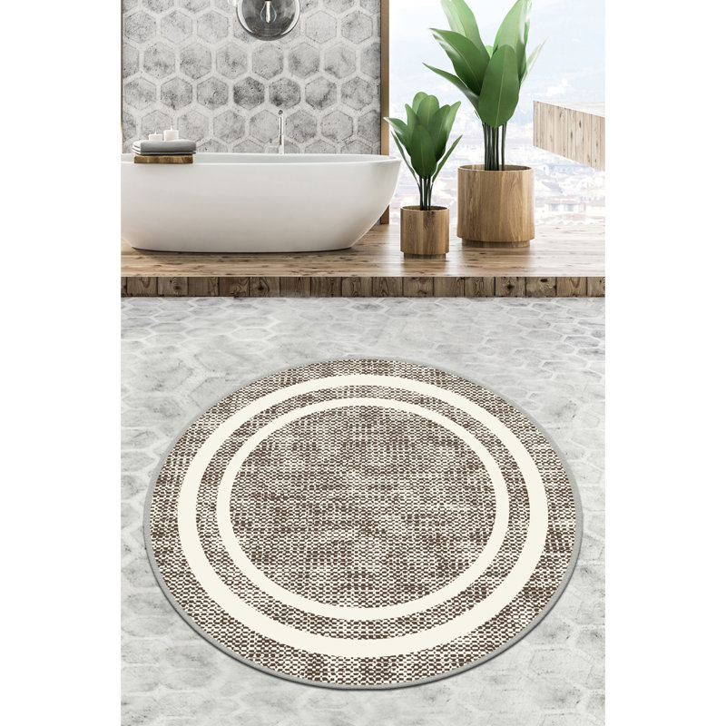 Tapis de bain antibactérien antidérapant, 100% polyester, 47,2 pouces de diamètre | Hauteur des poils de 10 mm, 700 g / m² | Lavable à la machine à 86 ° F | Idéal pour la sécurité de la maison et de la salle de bain, design doux et élégant
