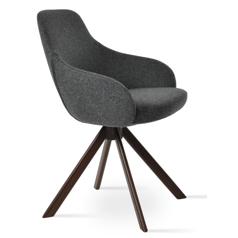 Fauteuil pivotant Gazel, Noyer, Gris foncé