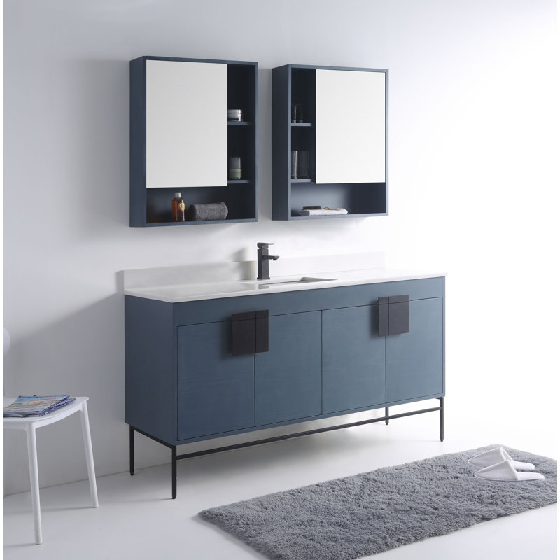 Ensemble de meuble-lavabo simple 60 po Maisie, Noir, Bleu français