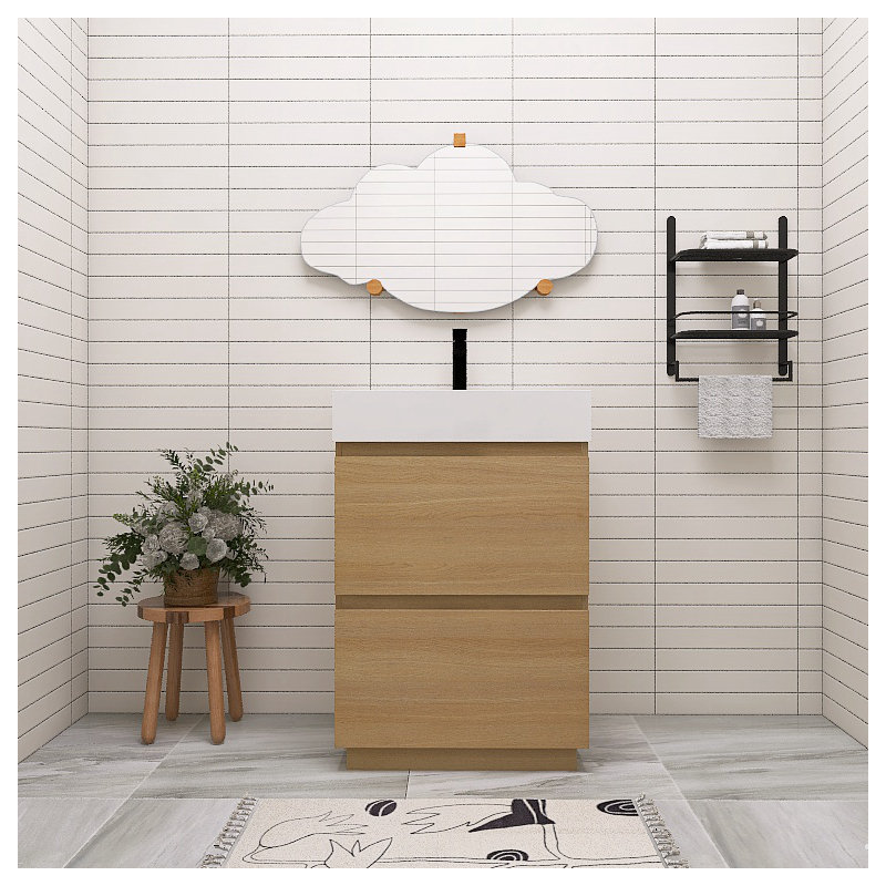 Meuble-lavabo simple 24 po avec plateau en résine Kaysee, Beige