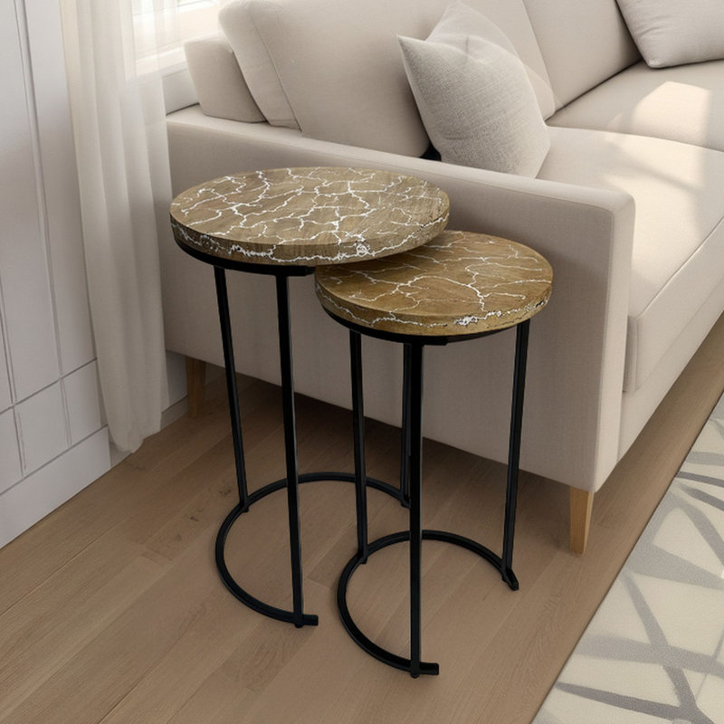 Tables d'appoint gigognes rondes modernes 14 po et 11 po avec design compact