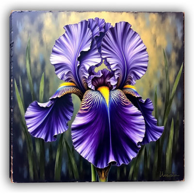 Hyperrealistic Purple Iris Close-up Canvas