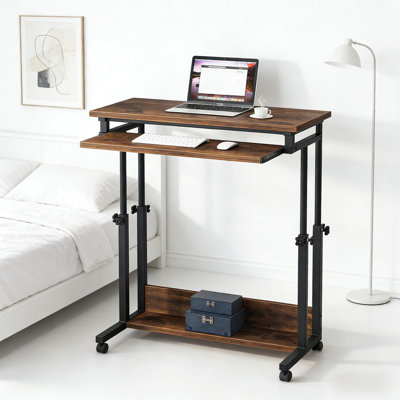 Bureau avec roulettes, table pour ordinateur portable pratique, bureau à hauteur réglable