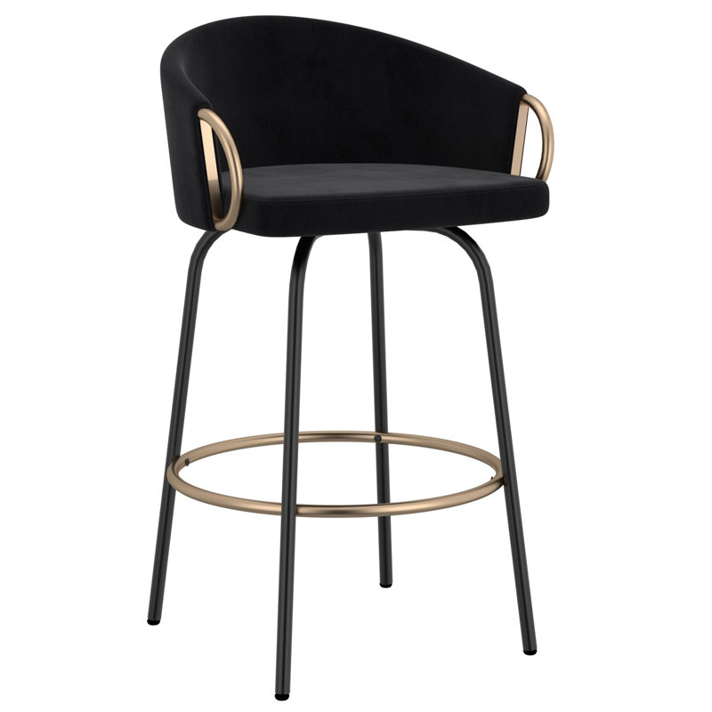 Ensemble de 2 tabourets de comptoir 26 "Alan, noir et or Alan, Noir