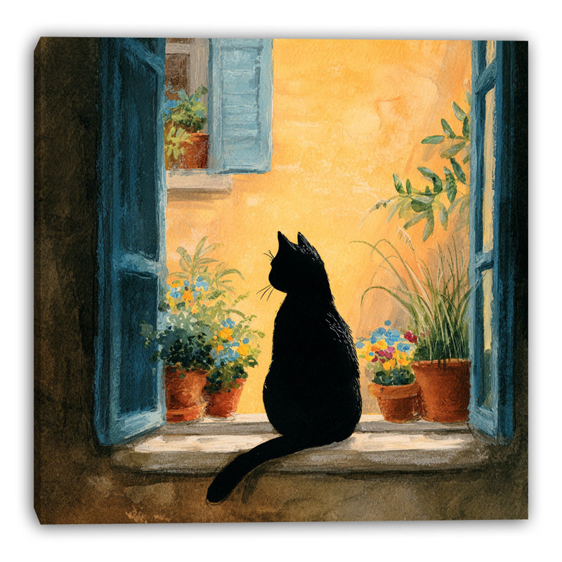 «Bright Meadow Cat», art mural sur toile tendue, L 40 po x H 40 po x P 1,5 po