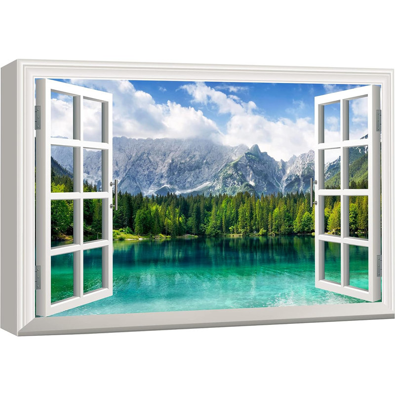«Landscape Emerald Forest & Lake Nature Wilderness», reproduction d'art sur toile, H 12 po x l 18 po x P 1,5 po