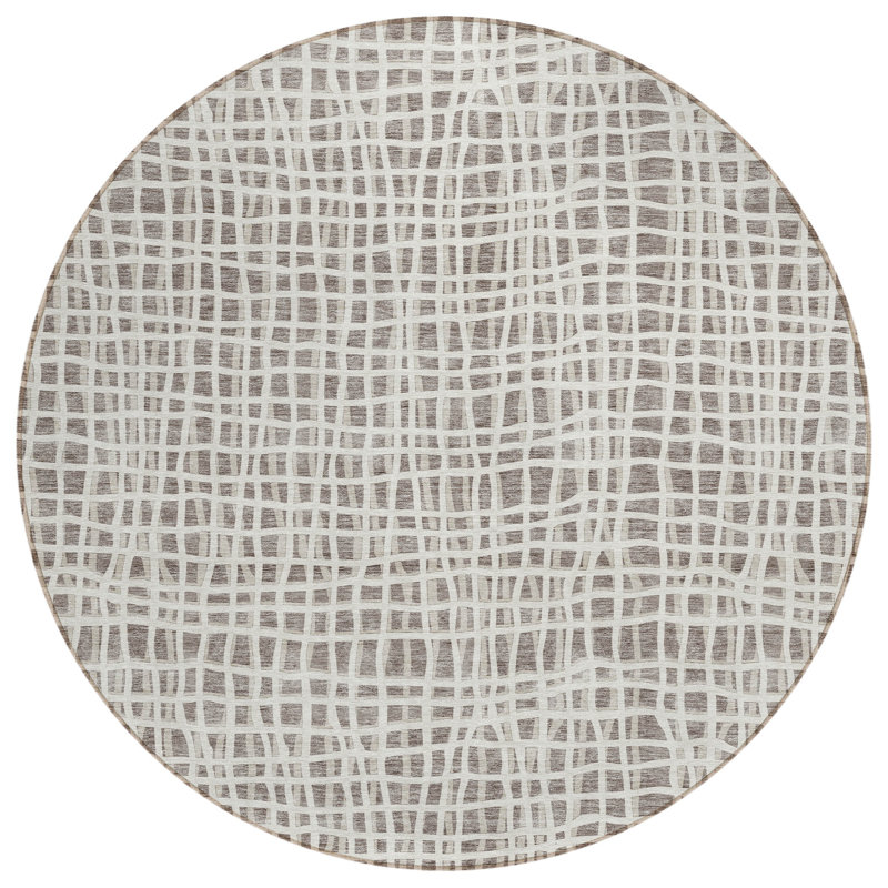  Finck Non-Slip Indoor / Outdoor Door Mat, Round 8'