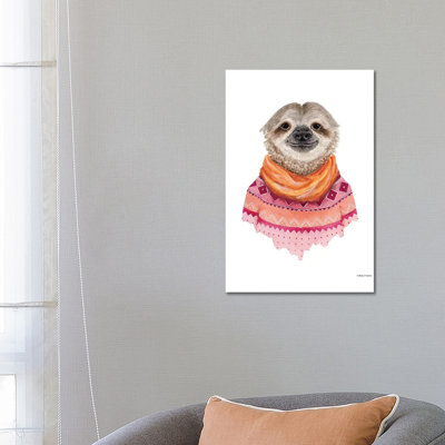Sloth In A Sweater by Rachel Nieman - Wrapped Canvas Gallery-Wrapped Canvas Giclée