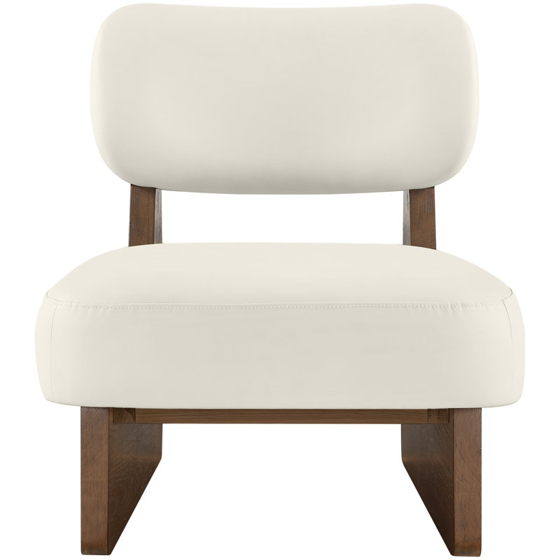 Fauteuil d'appoint en cuir Vetra Lystra, Crème végétalien en cuir, Brun