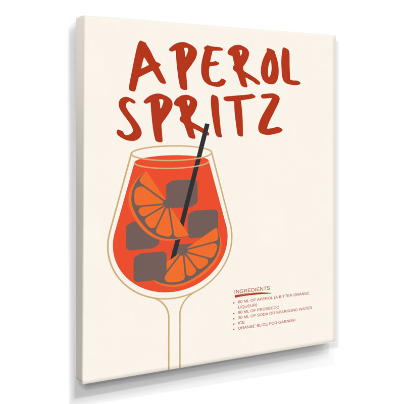 Décoration murale orange Aperol Spirz On The Rocks Night Out III - cocktails, Toile tendue, H 40 po x l 30 po
