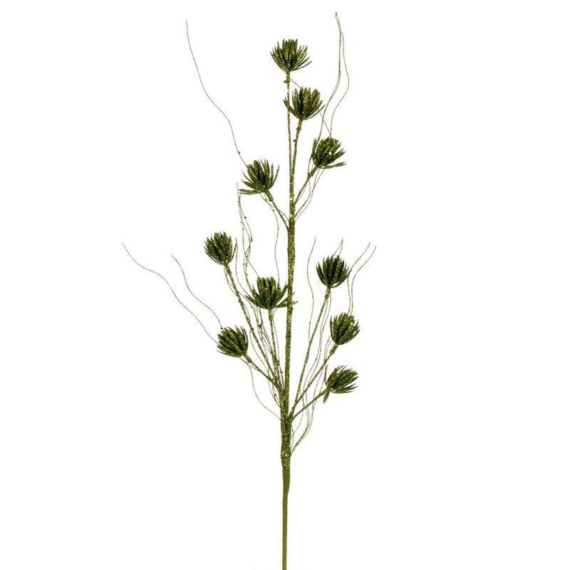 Vickerman 30" Seafoam Mini Flower Glitter Spray, 6 per bag., Lime Green