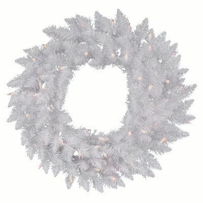 Pre-Lit Sparkle White Spruce Christmas Wreath - Pure White LED Lights