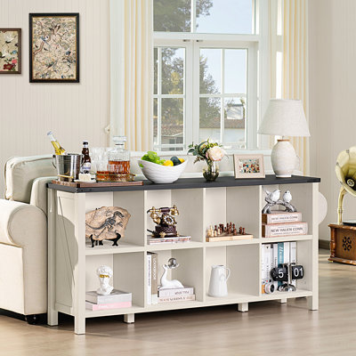 Farmhouse Wood Long Storage Organizer Bookcase