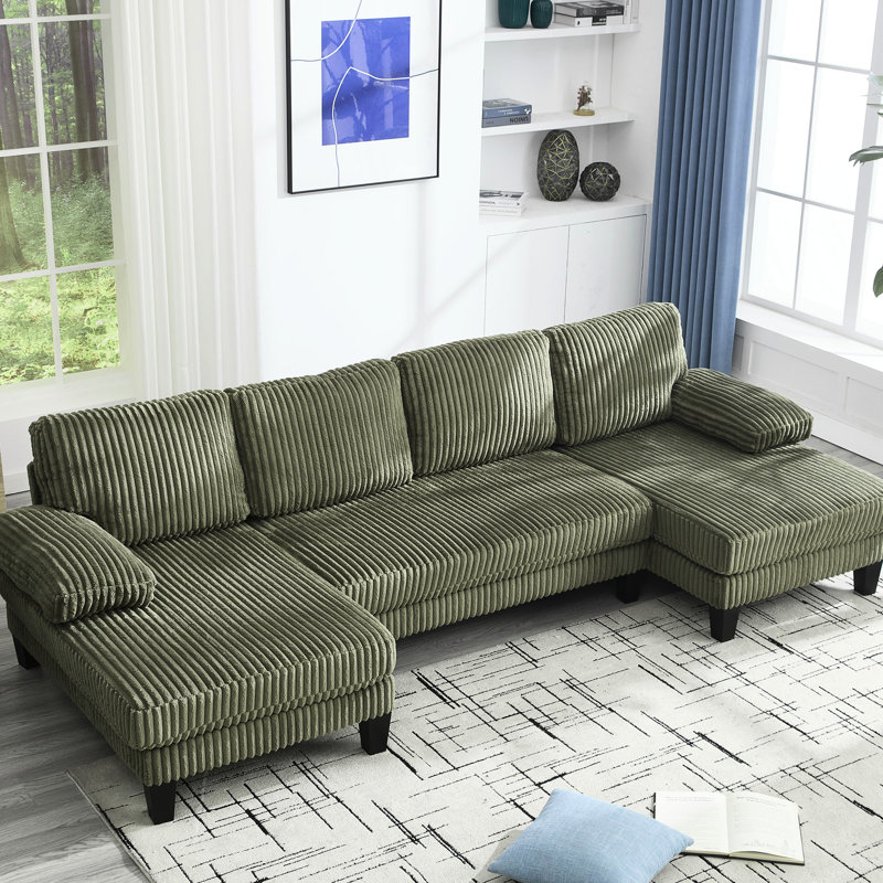 Nouveau 4 modulaire en forme de U avec méridienne double, pieds en plastique, structure en fer de soutien et de détente, confortable