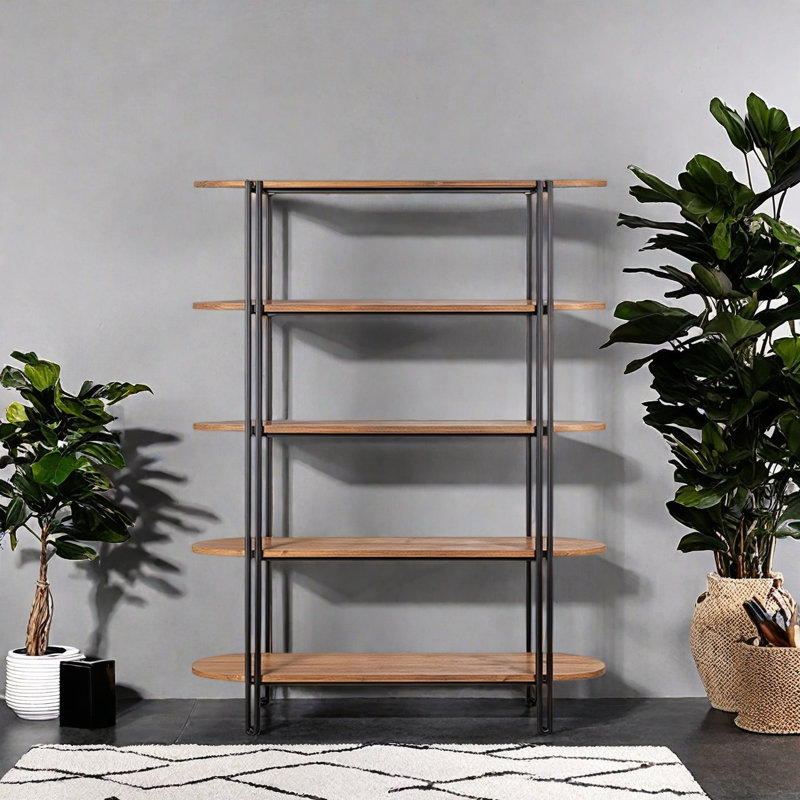 Une bibliothèque durable au style rétro, (4 tablettes) H 70,8 po x l 55,1 po x P 13,7 po