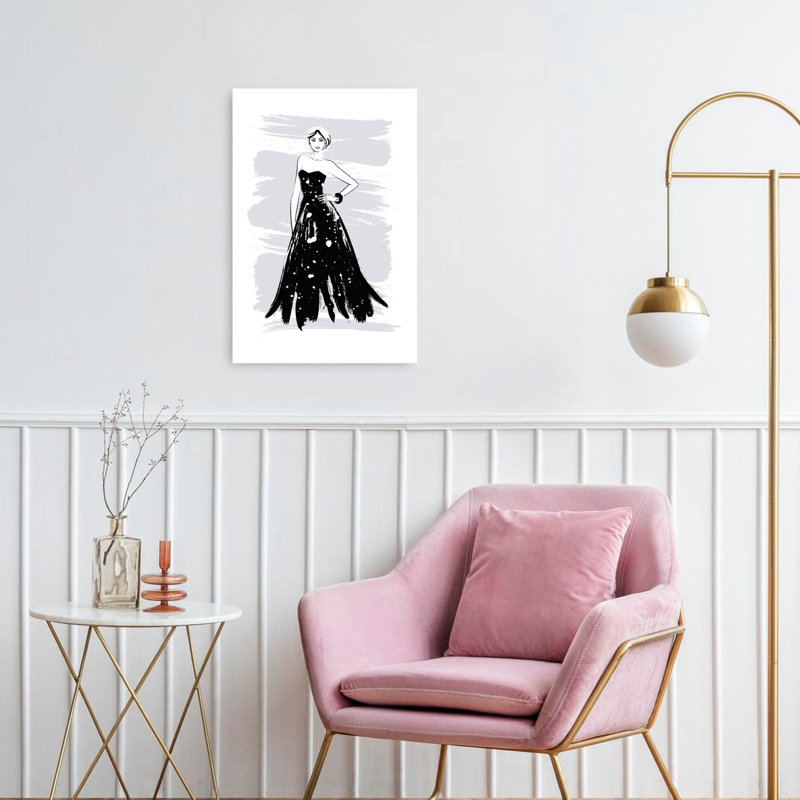 Glamorous Starry Gown Contemporary Wall Art Print by Martina - Wrapped Canvas Print, 60.96cm H x 40.64cm W