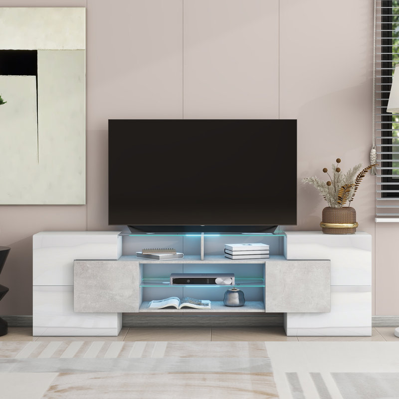 Unfinished TV Stand for TVs up to 88", White/Gray